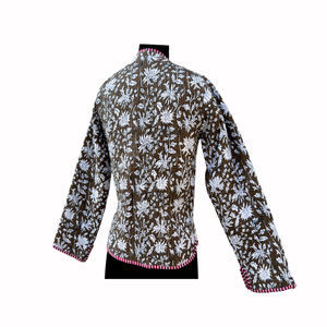 Veste en polaire réversible imprimée style vintage, motif floral indien, en coton, pour filles et femmes, manteau court d'hiver - Product Image 5