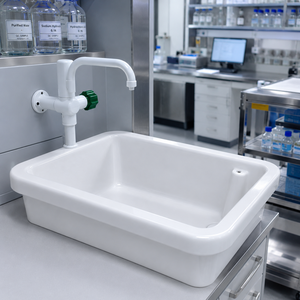 Évier de laboratoire mural en céramique monobloc moderne avec vidange cyclonique et siphon en P, facile à nettoyer, pour cuisine, salle de bain et salle à manger - Product Image 5