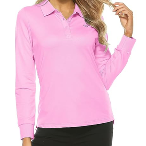 Camiseta Polo Informal con Logotipo Personalizado para Mujer, Tejido de Punto, Manga Larga, Estilo Dulce - Product Image 3