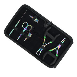 Kit de herramientas para extensiones de cabello Salon Rainbow con pinzas de acero inoxidable, removedor de microperlas, herramienta de crimpado y mini tijeras - Product Image 1