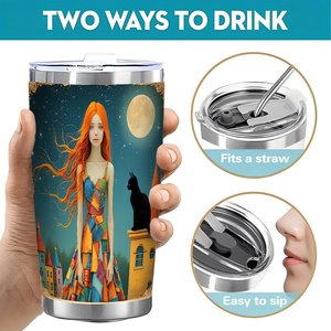 Stainless Steel Tumbler 20oz Double Wall <b>Insulated</b> Travel <b>Mug</b> With Art Design For Coffee Tea - Product Image 5