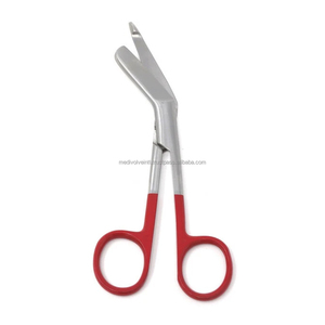 Tijeras de enfermera Lister angulares de seguridad de 5.5 pulgadas con mango rojo, reutilizables, de acero inoxidable, certificadas CE ISO, juego de instrumentos OEM ODM - Product Image 3