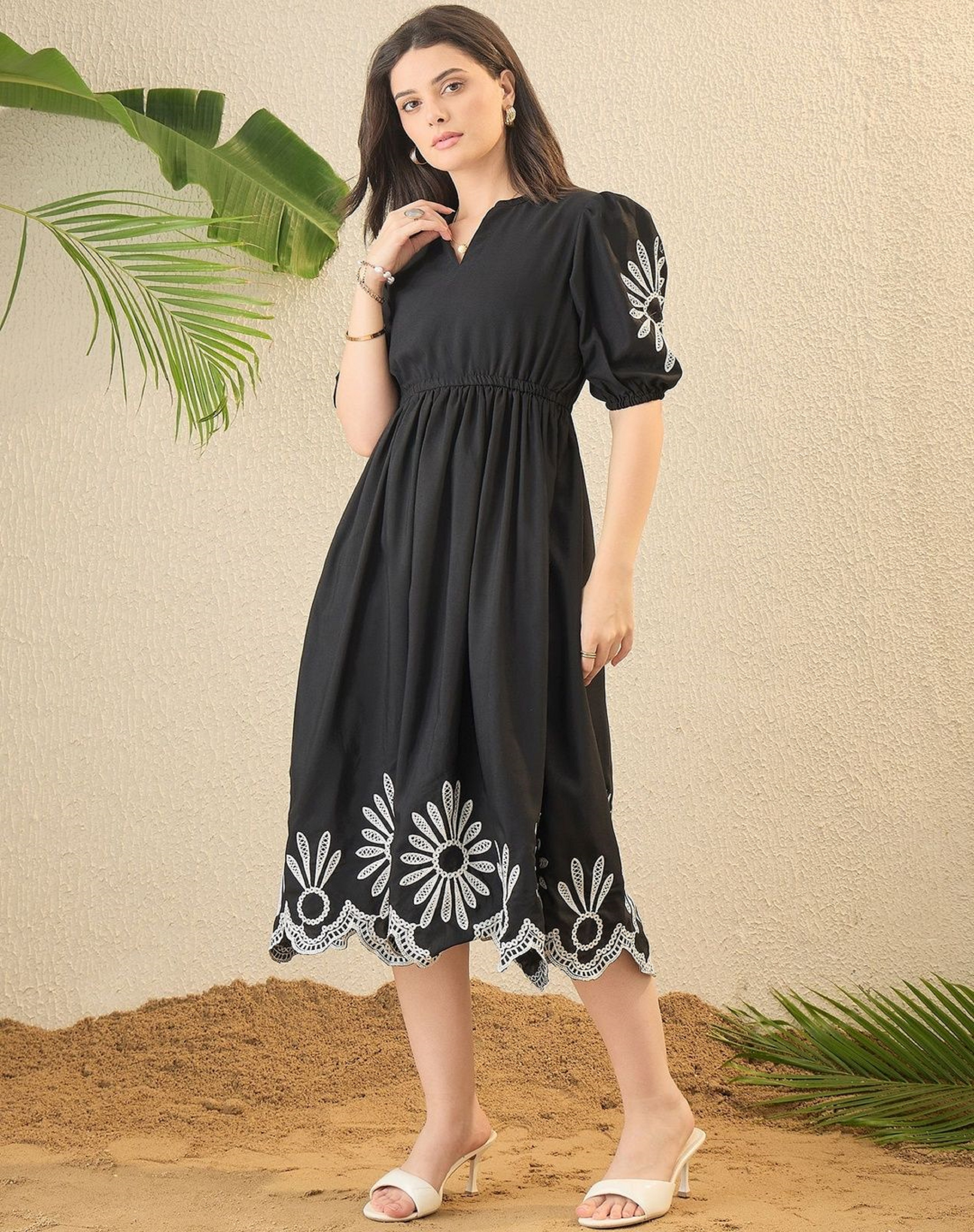 Womens Dresses Below Knee Dresses Casual Light Green Printed Below Knee  Length Casual Women Regular Fit