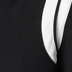 Women's Black Varsity Jacket Full Sleeve Solid Color Stand Collar Button Closure Autumn Wear Contrast Trim - Product Image 6