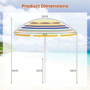 ร่มชายหาดพกพาขนาด 6.5 ฟุต UPF50+ สีสันสดใส เคลือบเงิน โพลีเอสเตอร์ 3 ตอน ติดตั้งง่ายไม่ต้องใช้เครื่องมือ - Product Image 5