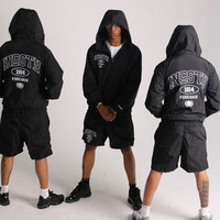 Ensemble coupe-vent en nylon à capuche pour homme, couleurs personnalisées, imperméable et respirant, survêtement avec short, streetwear décontracté, sweat-shirt