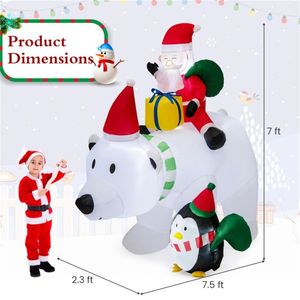 7 Feet Santa Claus Riding Bear Inflatable Decoration Outdoor Holiday Yard Decorations - Product Image 4