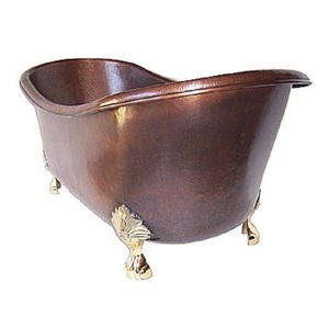 Baignoire autoportante ovale en cuivre martelé élégante, style vintage, de luxe, écologique, pour immersion profonde, personnalisable OEM - Product Image 5