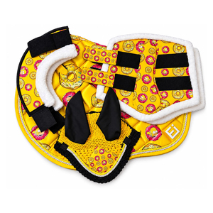 Tapis de selle de dressage matelassé rose doré avec doublure polaire et sangle de selle en polyester - Product Image 4