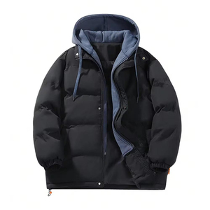 Custom logo Cold Winter Puffer <b>Jacket</b> for Men Stylish Outdoor <b>Thick</b> Coat With <b>Fleece</b> Hooded Men's Puffer <b>Jackets</b> - Product Image 1