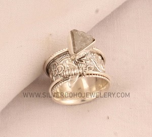 Wholesale Natural White Druzy Band Ring 925 Sterling Silver Sparkling <b>Geode</b> Ring Minimalist Stackable <b>Crystal</b> Ring for Women - Product Image 3