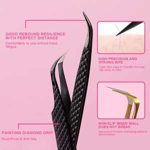 Pinzas Profesionales de Acero Inoxidable Ecológicas Personalizadas con Marca Privada para Extensión de Pestañas y Manicura con Punta de Fibra Duraderas - Product Image 3