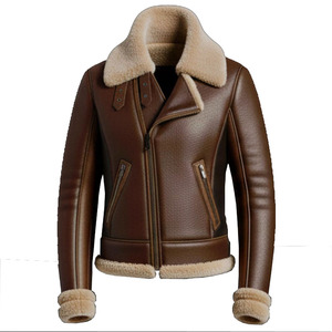 Sheep <b>Leather</b> <b>Jacket</b> Paired With Genuine Goat Fur Inner for Wholesale Custom High Quality Real Shearling <b>men</b> <b>jacket</b> Bomber Jacke - Product Image 4