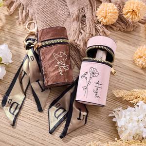Nes Design <b>Lipstick</b> Box with Scarf Personalized <b>Lipstick</b> Zipper Bag Keychain Holder <b>Mini</b> Bags Leather <b>Lipstick</b> Bag - Product Image 4