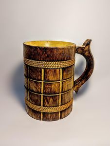 Taza de Cerveza de Madera Clásica Hecha a Mano de Calidad Superior, Ecológica, con Asa, Taza de Madera de Mango, Accesorio Clásico de Bar, Reutilizable - Product Image 3
