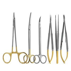 Ensemble de 6 instruments de microchirurgie en acier inoxydable, ciseaux chirurgicaux manuels, pinces, porte-aiguilles pour la chirurgie générale, hôpital - Product Image 1