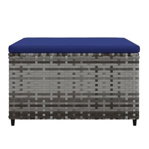 2pcs Gray Poly <b>Rattan</b> Patio Footrest with <b>Cushions</b> Garden Sets - Product Image 4