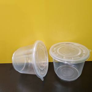 Venta al por mayor de cajas de plástico redondas desechables de 1000 ml para alimentos/fideos/ensaladas con tapa, logotipo personalizado, plástico transparente - Product Image 2