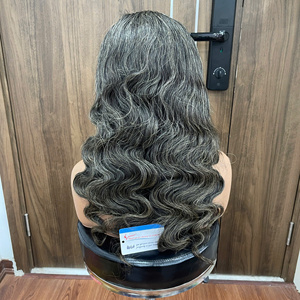 2026 Hot Sale Human Hair Wig HD Swiss Frontal Wig Natural Grey Steam <b>Body</b> <b>Wave</b> Full End Hair Extensions Preplucked Frontal Wig - Product Image 5
