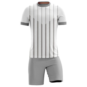 Ensemble de maillots de football rayés bleus et blancs personnalisés pour hommes adultes, polyester respirant, uniforme d'équipe à manches courtes - Product Image 2