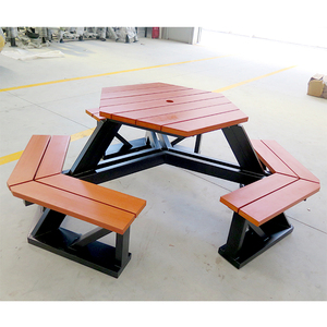 Ensemble <span class=keywords><strong>de</strong></span> meubles <span class=keywords><strong>de</strong></span> jardin d'extérieur sur mesure, résistant à l'eau, avec <span class=keywords><strong>table</strong></span> et bancs en plastique et en bois - Product Image 5
