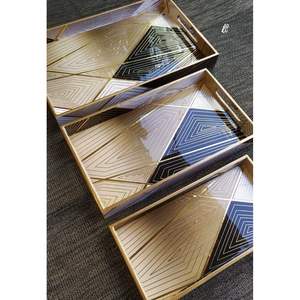 ถาดเสิร์ฟลายพิมพ์ MDF พรีเมียม รุ่น 5 ถาดดีไซน์ทันสมัยสำหรับเสิร์ฟอาหาร เครื่องดื่ม ชา กาแฟ-สำหรับตกแต่ง - Product Image 2