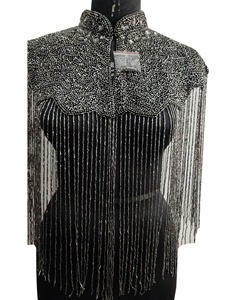 2026 New Arrival Wholesale Handmade Autumn/Winter Party <b>Mesh</b> Plus Size Women's <b>Top</b> Heavy Embroidery <b>Sequined</b> Tassel Vintage - Product Image 1