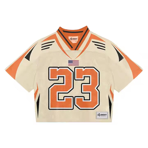 Custom Printed Summer Short Oversized Mesh Jersey Unisex Retro Boxy Cropped Top Blank Football Fashion <b>Tshirt</b> American Football - Product Image 5