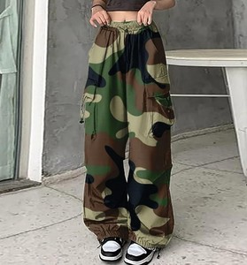 Women's Business Casual Regular Fit Cargo Pants <b>Elastic</b> Waist Solid Print Autumn <b>Work</b> Clothes for 100% Cotton Embroidery - Product Image 2