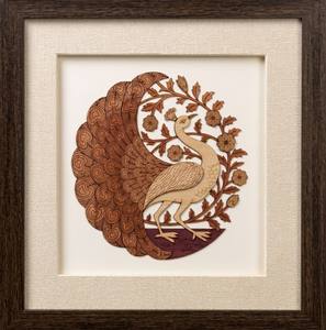 Artistic Gifts Wooden Peacock <b>Wall</b> Art <b>Hanging</b>, Intricate Layered Floral Design Panel for Home Decor - Product Image 2