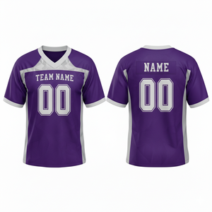 Maillot d'entraînement de football américain personnalisé pour adultes, manches courtes, respirant, option grande taille, 100 % polyester, col en V - Product Image 4