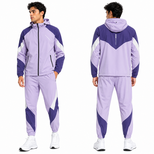 Wholesale Custom <b>Running</b> Windbreaker Set Men Sports <b>Jacket</b> Pants Lightweight Tracksuit Breathable Quick Dry <b>Reflective</b> Resistant - Product Image 4