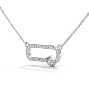 Collar de Plata de Joyería Fina con Colgante de Diamante Corte Esmeralda Cultivado en Laboratorio, Elegante para Uso Diario de Mujeres - Product Image 2