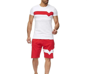 Conjunto de 2 Piezas para Hombre, Camiseta y Pantalones Cortos de Punto Vintage de Poliéster/Algodón, Estilo Urbano de Alta Calidad, con Logotipo Personalizado - Product Image 5