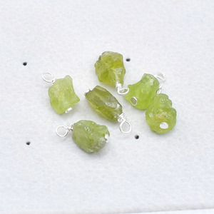 Peridot Wire Wrapped Pendant <b>Silver</b> Plated 8 - 10mm Natural Gemstone <b>Charm</b> Jewelry Making Supply Birthstone June - Product Image 3