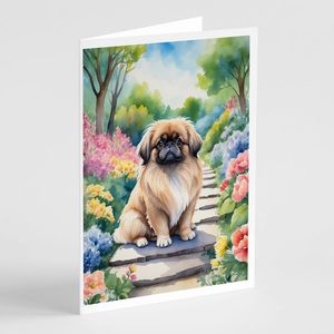 Pekingese การ์ดอวยพร A7เส้นทางฤดูใบไม้ผลิแปลกๆ, การ์ดเปล่า8ใบพร้อม5x7ขนาดซองจดหมาย - Product Image 1