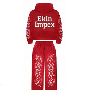 Conjunto de Pantalones y Sudadera Térmica Roja Sólida Profesional para Invierno Ekin Impex, Chándal Casual Oversize Estilo Urbano al por Mayor - Product Image 3