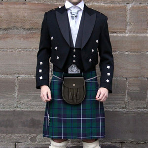 Day Kilt Sporran Scottish Black Leather with Leather Tassels Celtic Knot button Comes with Sporran <b>Waist</b> <b>Chain</b> - Product Image 2