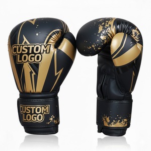Guantes de Entrenamiento Profesionales de MMA y Kick Boxing con Logotipo Personalizado, de Cuero PU con Cordones en los Dedos, que Absorben la Humedad, Equipo de Combate - Product Image 1