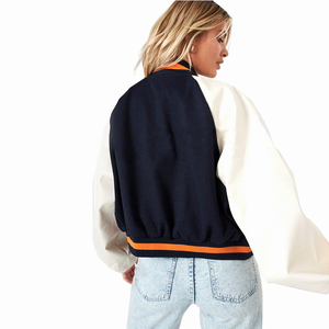 Chaquetas Varsity de lona y lana cómodas y extragrandes para invierno, personalizadas para mujer, con estampado frontal transpirable, a prueba de viento y de secado rápido, de algodón. - Product Image 2