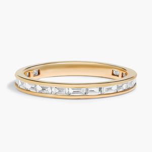 14K White <b>Gold</b> Rhodium Plated Channel <b>Set</b> Baguette Diamond Wedding <b>Ring</b> 0.90 CT Lab Grown Luxury Anniversary Band Elegant Bridal - Product Image 5