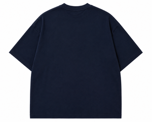 T-shirt à manches courtes bleu marine pour homme avec texte brodé et motif patch, coupe classique, style décontracté, col rond, jersey de coton - Product Image 2