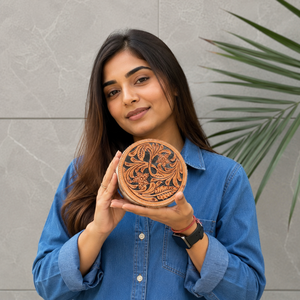 New Hand Tooled Stylish <b>Makeup</b> Cosmetic Storage Box Hair on Hide Leather Handmade <b>Makeup</b> Box , Vanity Bathroom Organizer Box, - Product Image 3