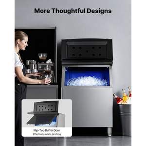 Fabricant de glace en acier inoxydable de qualité commerciale, capacité de 500 livres, bac de stockage, pieds en caoutchouc antidérapants réglables pour les restaurants, les magasins de boissons - Product Image 5