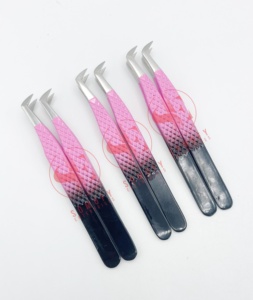 Pinzas de pestañas profesionales de volumen de bota delgada personalizadas, sujeción fuerte y duradera, de 10mm de etiqueta privada extensiones de pestañas, fibra sostenible - Product Image 4