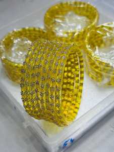 <b>Red</b> Glass Bangles with Stone Work Bridal Bangle Set Indian Wedding Chooda Style Rhinestone Stackable Jewelry - Product Image 3
