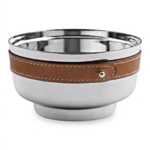 Tazón de Servir de Acero Inoxidable de Lujo con Asa de Cuero, Tazón Decorativo Moderno para Frutas y Bocadillos, para Uso en el Hogar y Hoteles - Product Image 1