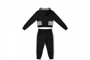Conjunto Deportivo de 2 Piezas para Mujer, Sudadera con Capucha y Pantalones Jogger, Color Negro con Bloques de Color, Chaqueta Impermeable con Cierre y Manga Larga - Product Image 2