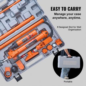Kit Porta Power da 10 Tonnellate, Martinetto Idraulico Portatile con Tubo Olio da 1,4 m, Attrezzatura per Riparazione Carrozzeria Auto, Valigetta di Stoccaggio Inclusa - Product Image 5