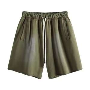 Pantalones Cortos de Algodón Grueso para Hombre con Lavado Ácido, Cordón Ajustable, Estilo Gimnasio y Urbano, Venta al por Mayor - Product Image 1